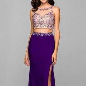 Two Piece Halter Neck Sheath Prom Dress JT595